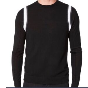 Good man xl black wool color block crewneck